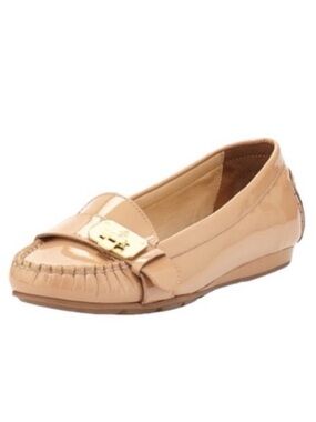 Cole Haan Nike Air Light Tan Patent Leather Tali Lock Moccasins Size 8